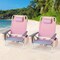 2-Pack Folding Backpack Beach Chair 5-Position Outdoor Reclining Chairs with Pillow Blue/Pattern/Pink/Yellow/Dark Pink/Dark Green/Dark Blue